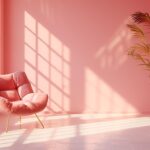 różowe krzesło ze złotymi nogami