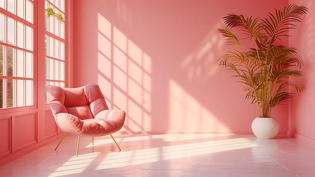 różowe krzesło ze złotymi nogami